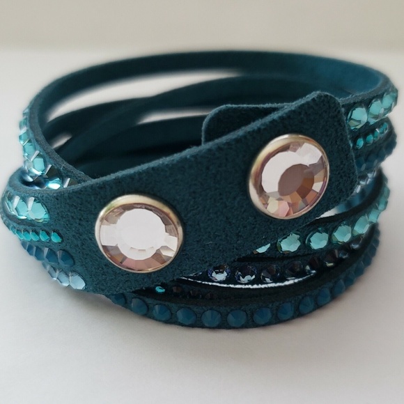 Swarovski Crystal Teal Wrap Bracelet - Picture 2 of 4